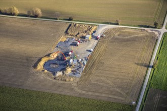 Aerial photo, construction site for wind turbines, Hellweg, near the A2 motorway, Rhynern, Hamm,