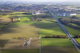 Aerial view, construction site for wind turbines, Hellweg, near the A2 motorway, Rhynern, Hamm,