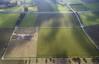 Aerial view, construction site for wind turbines, Hellweg, near the A2 motorway, Rhynern, Hamm,