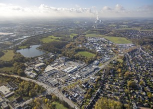 Aerial view, commercial area Hammer Straße, Radbodsee, Bockum-Hövel, Hamm, Ruhr area, North