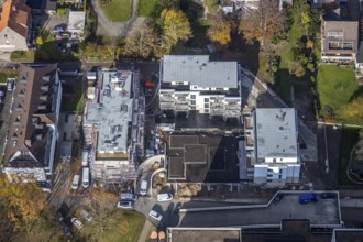 Aerial view, construction site St. Josef-Krankenhaus Hamm-Bockum-Hövel, Bockum-Hövel, Hamm, Ruhr