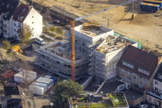 Aerial view, construction site new building Wilhelmstraße, Hamm, Ruhr area, North Rhine-Westphalia,