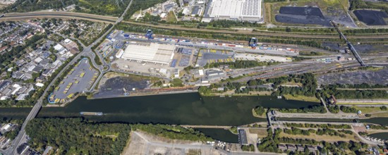 Aerial view, commercial area Am Westhafen, CTH Container Terminal Herne GmbH, Müller - Die lila