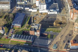 Aerial view, new construction site Europagarten, Europaplatz, LWL-Museum für Archäologie,