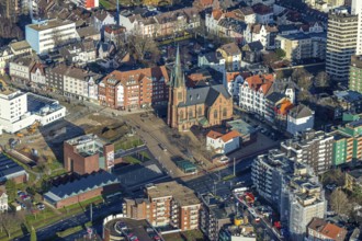 Aerial view, new construction Europagarten, Europaplatz, Kreuzkirche, LWL-Museum für Archäologie,