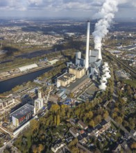 Aerial view, GUD, gas-fired power plant under construction, STEAG cogeneration plant Herne,