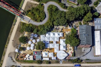 Aerial photo, Steinmeister's beer garden - Oskar am Kanal, Herne, Ruhr area, North