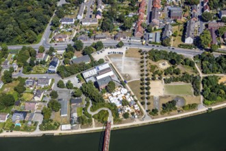 Aerial photo, Steinmeister's beer garden - Oskar am Kanal, Herne, Ruhr area, North