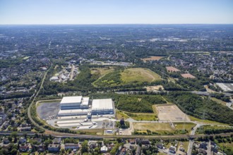 Aerial view, Nordfrost logistics centre, Former colliery Unser Fritz, shaft 1 Malakowturm, Herne,
