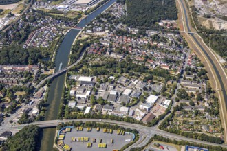 Aerial view, Resser Straße industrial estate, Dannekamp e.V. Allotment garden association,
