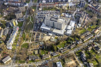 Aerial view, Rebuilt / modernised hospital Marienhospital Herne, hospital of the Ruhr-University