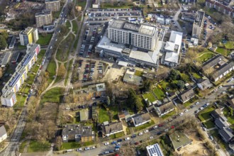 Aerial view, Rebuilt / modernised hospital Marienhospital Herne, hospital of the Ruhr-University