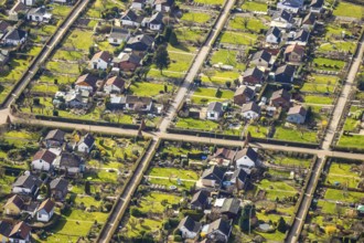 Aerial view, allotment gardens of the allotment garden association Herne Süd, Herne, Ruhr area,