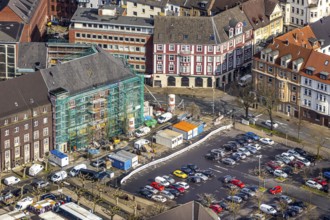 Aerial view, reconstruction / renovation of the Alte Sparkasse building, Herne, Ruhr area, North