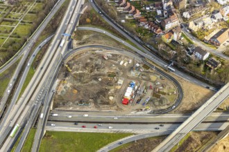 Aerial photo, motorway junction 21 Herne, intersection of the A42 and A43 motorways, new