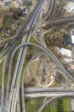 Aerial photo, motorway junction 21 Herne, intersection of the A42 and A43 motorways, new