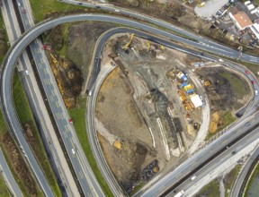 Aerial photo, motorway junction 21 Herne, intersection of the A42 and A43 motorways, new