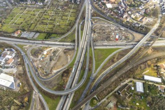 Aerial photo, motorway junction 21 Herne, intersection of the A42 and A43 motorways, new