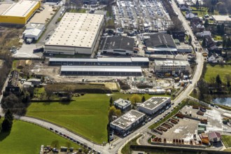 Aerial view, new construction of the municipal depot at the Meesmannstraße industrial estate,