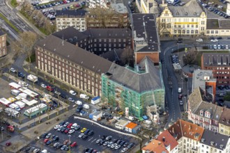 Aerial view, reconstruction / renovation of the Alte Sparkasse building, Herne, Ruhr area, North