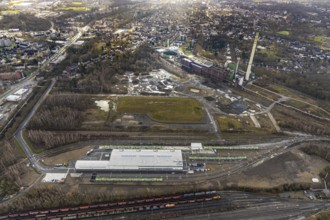 Aerial view, former Blumenthal colliery and disused Shamrock coal-fired power station, where the