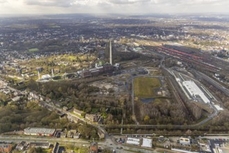 Aerial view, former Blumenthal colliery and disused Shamrock coal-fired power station, where the