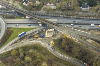 Aerial view, motorway junction 21 Herne, intersection of the A42 and A43 motorways, new
