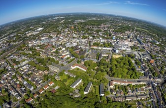 Aerial view, townscape with fisheye lens, overview, Neustraße, Westring, Herne, Ruhr area, North