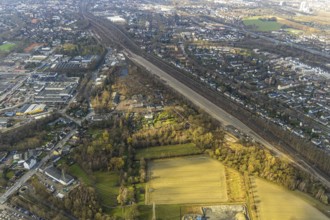 Aerial view, Horsthausen shunting tracks and of the derelict site of the former engine shed on
