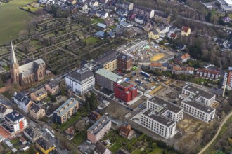 Aerial view, health campus, senior centre Widumer Höfe, on the campus of the St.Elisabeth Group, at