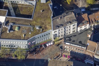 Aerial view, shopping centre, planned demolition residential building Ritterstraße 40, Mitte, Hamm,