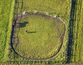 Aerial view, riding area, horse walker, Geithe, Uentrop, Hamm, Ruhr area, North Rhine-Westphalia,