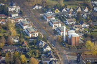 Aerial view, St. Georgs-Kirche, construction site new building residential complex Lippestraße,