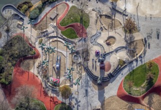 Aerial view, Maximilianpark Hamm, children's playground, Uentrop, Hamm, Ruhr area, North