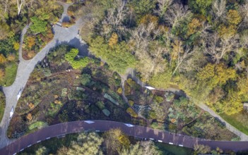 Aerial view, Maximilianpark Hamm, rose beds, Uentrop, Hamm, Ruhr area, North Rhine-Westphalia,