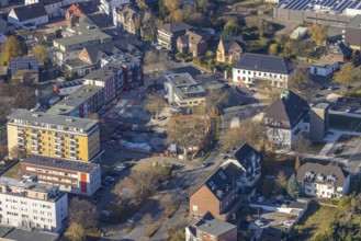 Aerial view, Heessener Markt, Bürgeramt Heessen, &lt, amtsstraße, Heessen, Hamm, Ruhr area, North