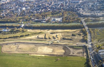 Aerial photo, Lippe reconstruction Hamm, Lippe floodplain recreation area, City of Hamm, Lippe