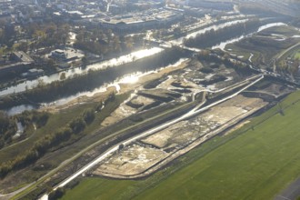 Aerial photo, Lippe reconstruction Hamm, Lippe floodplain recreation area, City of Hamm, Lippe