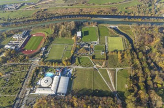 Aerial view, Maximare Erlebnistherme Bad Hamm, football pitch Hammer Spielvereinigung 03/04 e.V.,