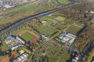 Aerial view, Maximare Erlebnistherme Bad Hamm, football ground Hammer Spielvereinigung 03/04 e.V.,