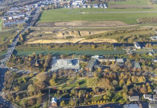 Aerial photo, Lippe reconstruction Hamm, Lippe floodplain recreation area, City of Hamm, Lippe
