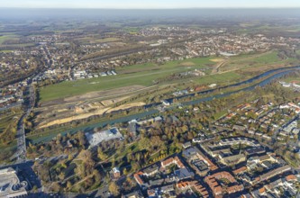 Aerial photo, Lippe reconstruction Hamm, Lippe floodplain recreation area, City of Hamm, Lippe