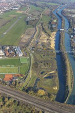 Aerial photo, Lippe reconstruction Hamm, Lippe floodplain recreation area, City of Hamm, Lippe