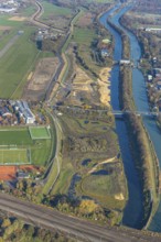 Aerial photo, Lippe reconstruction Hamm, Lippe floodplain recreation area, City of Hamm, Lippe