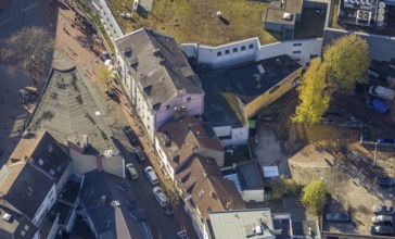 Aerial view, shopping centre, planned demolition residential building Ritterstraße 40, Mitte, Hamm,
