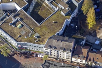Aerial view, shopping centre, planned demolition residential building Ritterstraße 40, Mitte, Hamm,