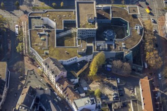 Aerial view, shopping centre, planned demolition residential building Ritterstraße 40, Mitte, Hamm,