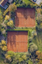 Aerial view, tennis courts Weingarten, Rhynern, Hamm, Ruhr area, North Rhine-Westphalia, Germany,