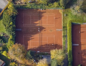 Aerial view, tennis courts Weingarten, Rhynern, Hamm, Ruhr area, North Rhine-Westphalia, Germany,