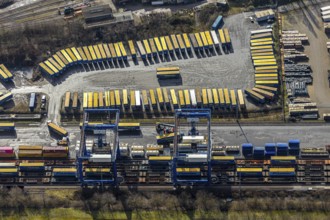 Aerial view, Container Terminal CTH between Emscher and Rhine-Herne Canal, Herne, Ruhr area, North